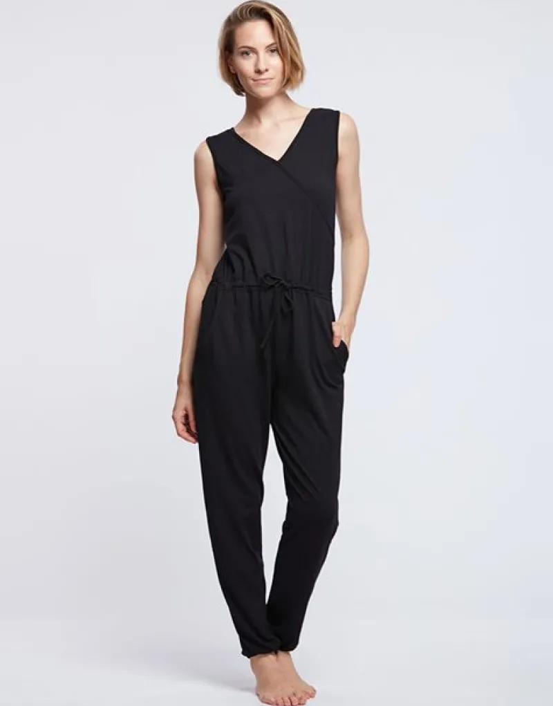 Dame Dansebutikken Pilates Heldragter|Heldragter Til Yoga-Sort løs heldragt med bredde stropper