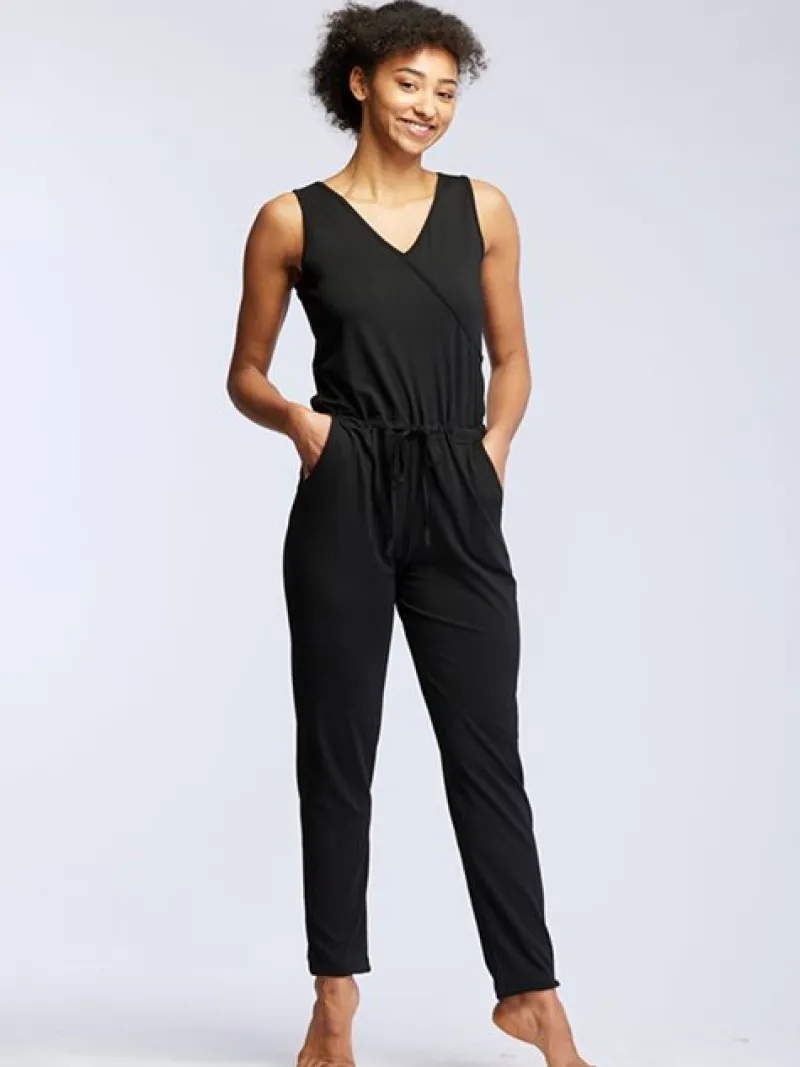 Dame Dansebutikken Pilates Heldragter|Heldragter Til Yoga-Sort løs heldragt med bredde stropper