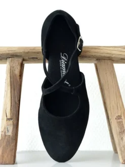 Dame Dansebutikken Tangosko Damer|Træningssko Damer-Sort lukket dame dansesko i ruskind