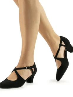 Dame Dansebutikken Tangosko Damer|Social Dansesko-Sort ruskind dansesko med 4,5 cm hæl Werner Kern - Gala