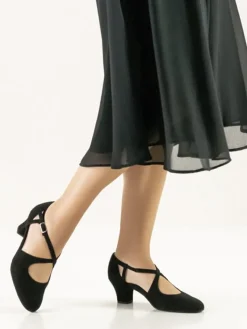 Dame Dansebutikken Tangosko Damer|Social Dansesko-Sort ruskind dansesko med 4,5 cm hæl Werner Kern - Gala