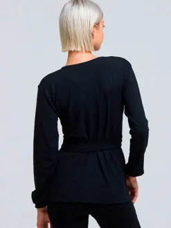 Dansebutikken Yogabluser-Sort Tempsdanse lang Crossover bluse