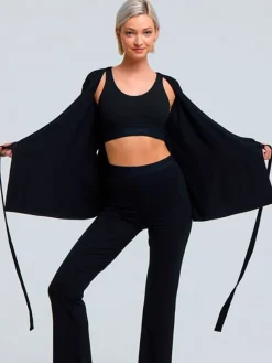 Dansebutikken Yogabluser-Sort Tempsdanse lang Crossover bluse