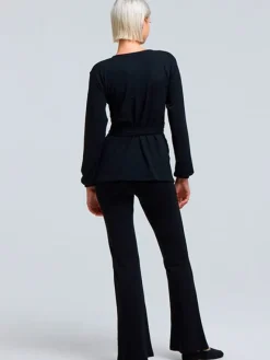 Dansebutikken Yogabluser-Sort Tempsdanse lang Crossover bluse