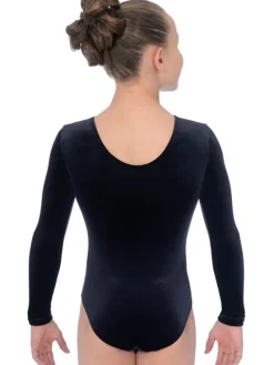 Dansebutikken Dragter Piger-Sort velour gymnastikdragt piger The zone