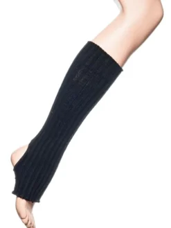 Dansebutikken Benvarmere Til Gymnastik|Benvarmere Til Ballet-Sorte ribstrikket benvarmere til ballet og dans