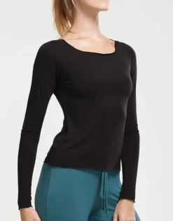 Dansebutikken Pilates Overdele|Yogabluser-Temps danse sort bambus yogabluse