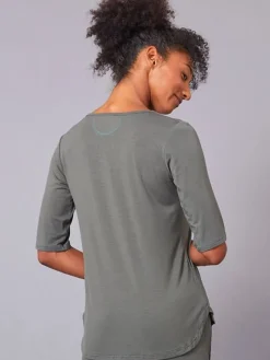 Dansebutikken Pilates Overdele|Yogabluser-TempsDanse khaki grøn bambus t-shirt
