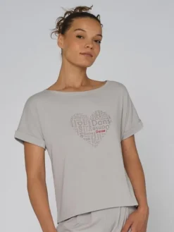 Dansebutikken Pilates Overdele|Yogabluser-Tempsdanse lys viscose t-shirt til dans med logo