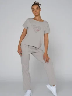 Dansebutikken Pilates Overdele|Yogabluser-Tempsdanse lys viscose t-shirt til dans med logo