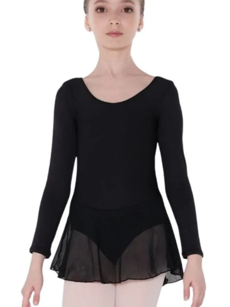 Børn Dansebutikken Balletkjole Piger-Wear Moi dragt med påsyet skørt i sort