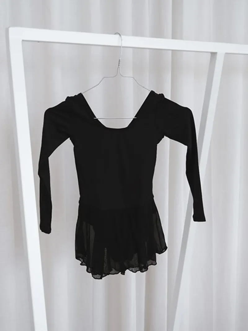 Børn Dansebutikken Balletkjole Piger-Wear Moi dragt med påsyet skørt i sort