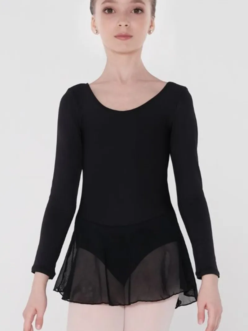 Børn Dansebutikken Balletkjole Piger-Wear Moi dragt med påsyet skørt i sort