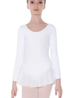 Børn Dansebutikken Balletkjole Piger-Wear Moi dragt med påsyet skørt i hvid