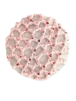 Dansebutikken Gymnastik Hårtilbehør|Hårtilbehør Til Ballet-Wear Moi hårnet i hæklet rosa strik med flotte sten