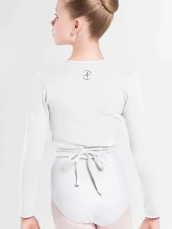 Børn Dansebutikken Overdele Piger|Ballet Toppe Børn-Wearmoi hvid slå om overdel piger ballet/gymnastik