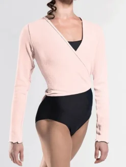 Dame Dansebutikken Overdele Damer|Ballet Strik Damer-Wearmoi rosa slå om overdel ballet og gymnastik